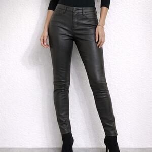 Cache Dark Gray Faux Leather Skinny Pants Mid Rise Sz 0 NWT